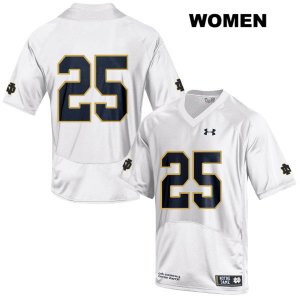 Notre Dame Fighting Irish Women's Braden Lenzy #25 White Under Armour No Name Authentic Stitched College NCAA Football Jersey HKN3099EE